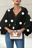 Polka Dot Blouse with Deep V-Neck