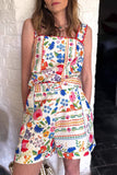 Vibrant Floral Patchwork Short Set