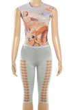 Printed Sleeveless Top & Cropped Bottom Set