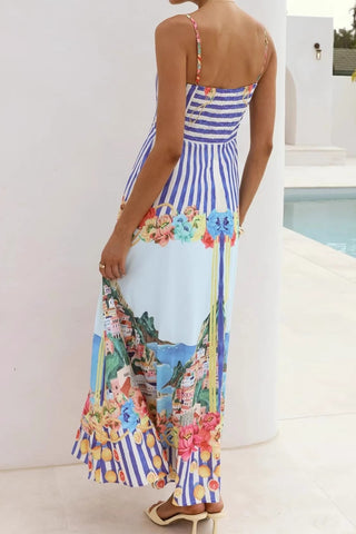 Striped Floral Maxi Dress