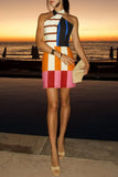 Striped Halter Mini Dress