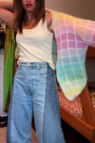 Open-Front Cardigan with Pastel Stripes