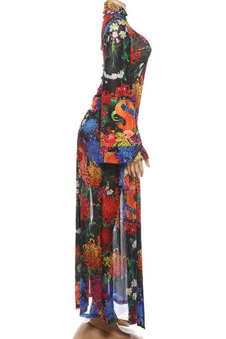 Floral Long-Sleeve Skirt Set
