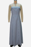 Strapless Striped Casual Maxi Dress