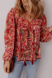 Ethnic Paisley Print Tassel Blouse