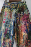 Artistic Straight-Leg Denim Pants