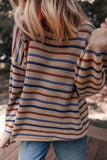 Drop Shoulder Sweater with Striped Knit