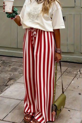 Striped Wide-Leg Casual Pants