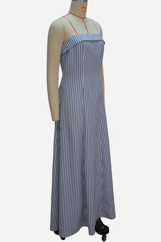 Strapless Striped Casual Maxi Dress
