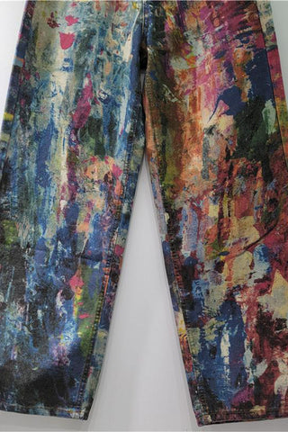 Artistic Straight-Leg Denim Pants