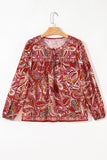Ethnic Paisley Print Tassel Blouse