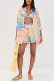 Printed Button-Up Shorts Set