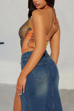 Chain-Strap Draped Tank Top