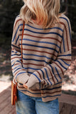 Drop Shoulder Sweater with Striped Knit