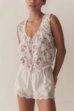 Eyelet Tie-Front Sleeveless Blouse