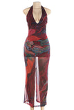 Halter Neck Sheer Casual Dress