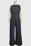 Sleeveless Button-Front Vest Set