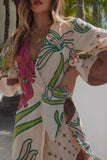 Printed Long-Sleeve Casual Dress
