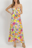 Strapless Floral Print Maxi Sundress