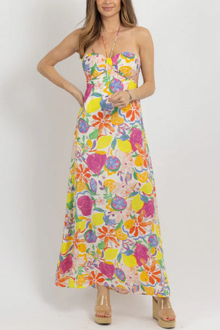 Strapless Floral Print Maxi Sundress