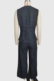 Sleeveless Button-Front Vest Set