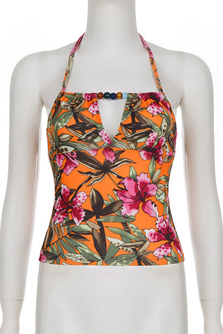 Tropical Halter Neck Tank Top