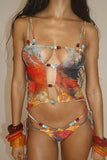 Strappy Tie-Dye Two-Piece Swim Set