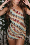 One-Shoulder Patterned Mini Dress
