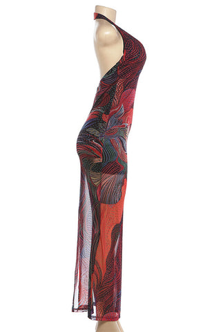 Halter Neck Sheer Casual Dress