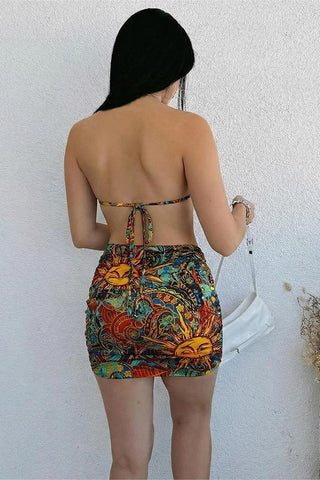 Printed Cut-Out Night Out Dress