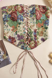 Floral Lace-Up Strapless Camisole