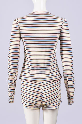Striped Long-Sleeve Short Set