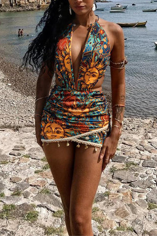 Printed Cut-Out Night Out Dress