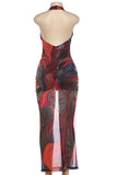 Halter Neck Sheer Casual Dress