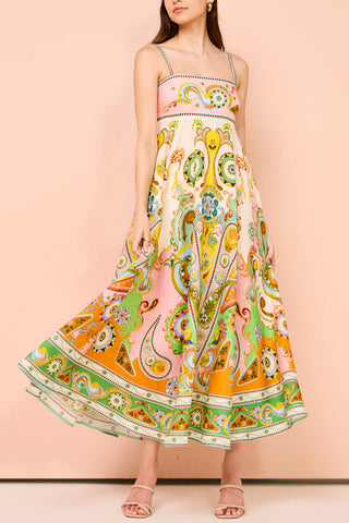 Tropical Print Flowy Casual Dress