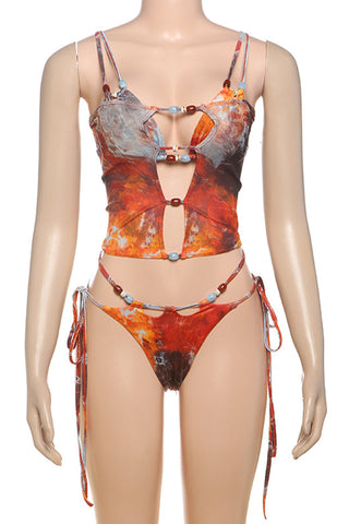 Tie-Dye Bikini and Skirt Set