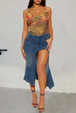 Chain-Strap Draped Tank Top