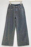Sparkling Wide-Leg Straight Jeans