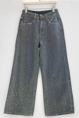 Sparkling Wide-Leg Straight Jeans