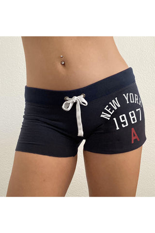 Athletic Lettering Shorts with Drawstring