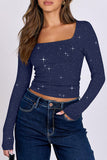 Starry Long Sleeve Square Neck Top