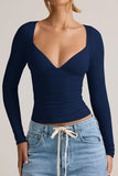 Deep V-Neck Long Sleeve Crop Top