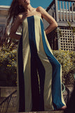 Strapless Wide-Leg Striped Jumpsuit