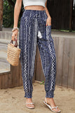 Printed Elastic Waist Relaxed Pants