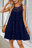 Crochet Yoke Swing Mini Dress