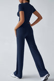 Short-Sleeve Crop Top and Pants Set