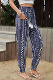 Printed Elastic Waist Relaxed Pants