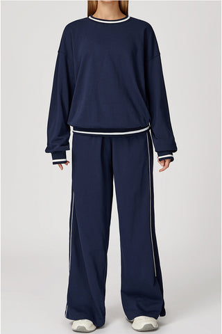 Relaxed Wide-Leg Joggers with Contrast Trim