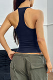 Deep V-Neck Ribbed Halter Tank Top