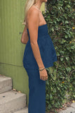 Strapless Top and Flared Pants Set
